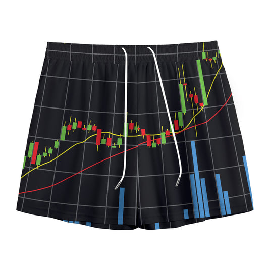 Candlestick Stock Graph Chart Print Mesh Shorts