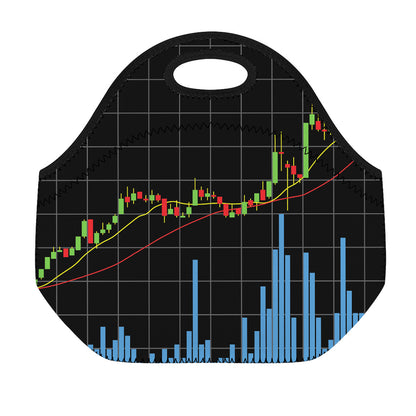 Candlestick Stock Graph Chart Print Neoprene Lunch Bag
