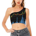 Candlestick Stock Graph Chart Print One Shoulder Crop Top