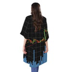 Candlestick Stock Graph Chart Print Open Front Beach Cover Up