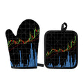 Candlestick Stock Graph Chart Print Oven Mitt And Pot Holder Set