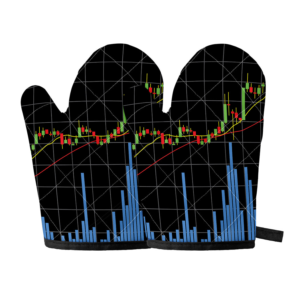 Candlestick Stock Graph Chart Print Oven Mitts
