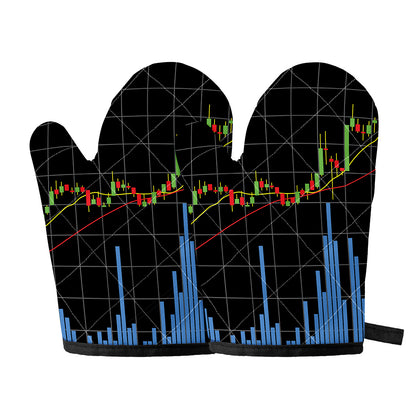 Candlestick Stock Graph Chart Print Oven Mitts