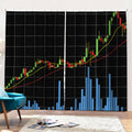Candlestick Stock Graph Chart Print Pencil Pleat Curtains