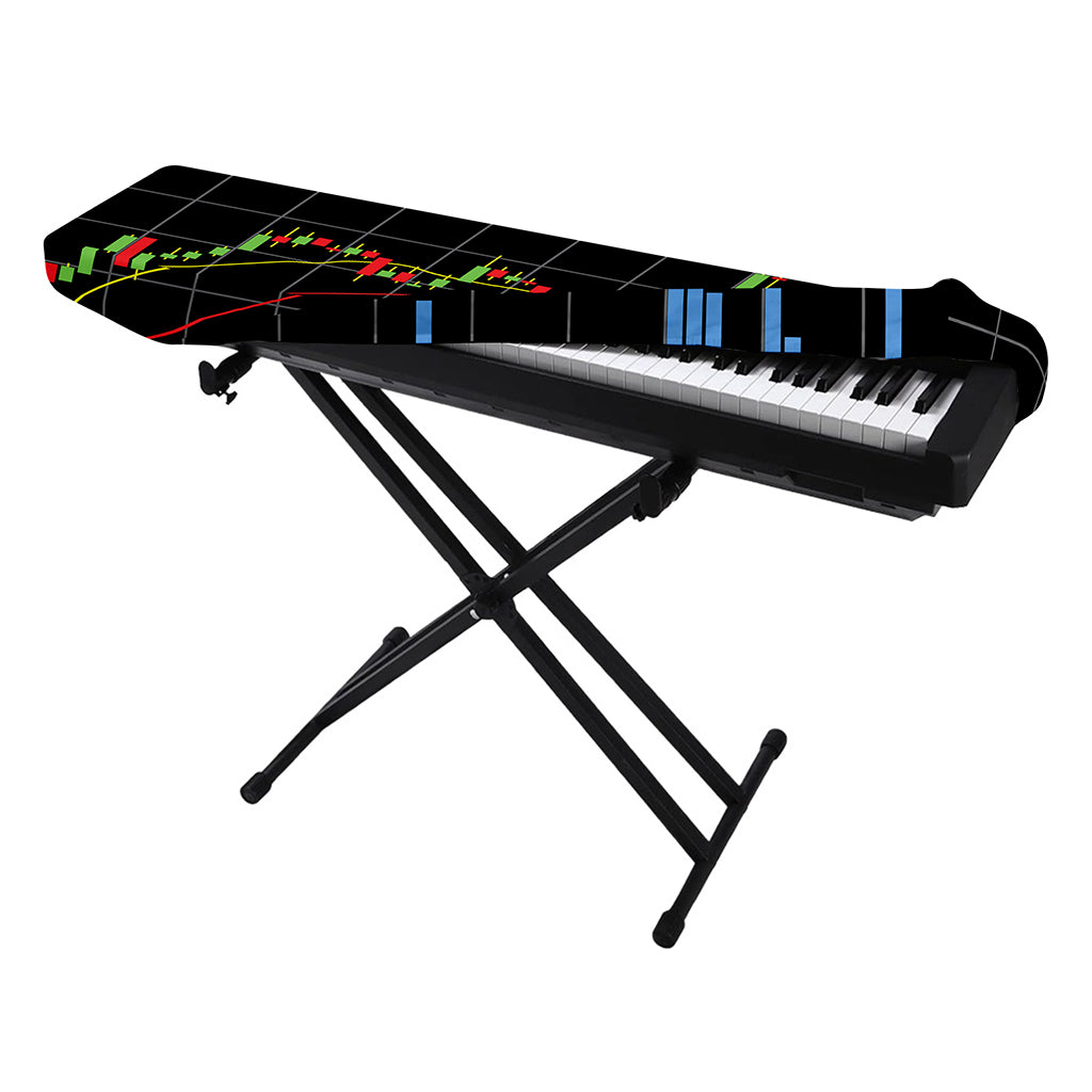 Candlestick Stock Graph Chart Print Piano Keyboard Cover