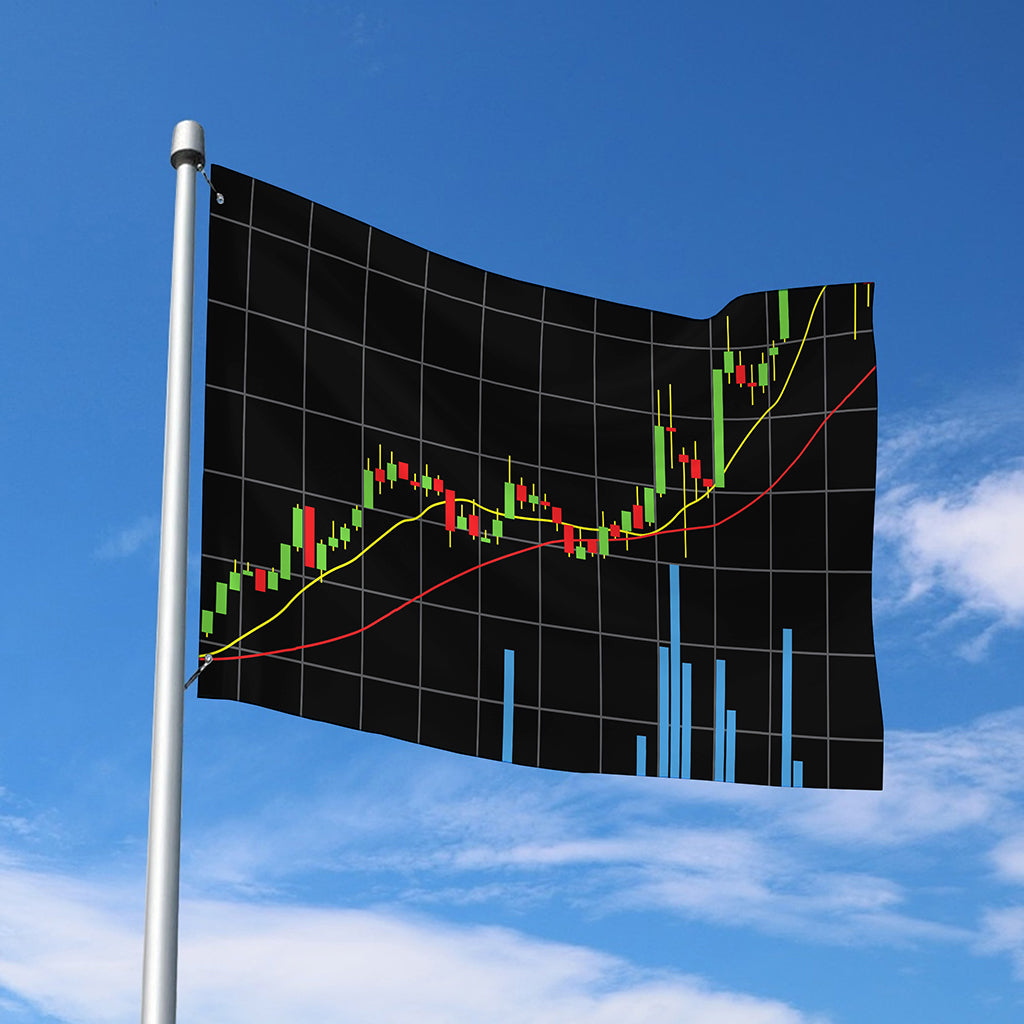 Candlestick Stock Graph Chart Print Polyester Flag