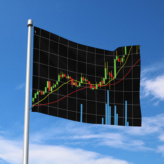 Candlestick Stock Graph Chart Print Polyester Flag
