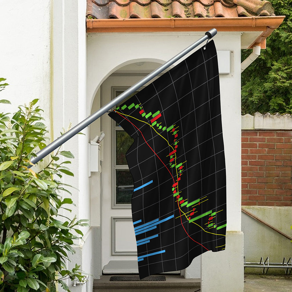 Candlestick Stock Graph Chart Print Polyester Flag