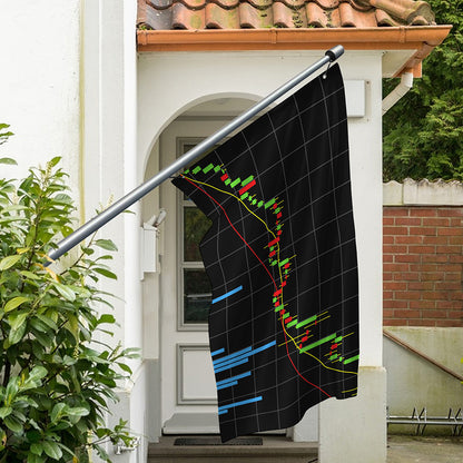 Candlestick Stock Graph Chart Print Polyester Flag