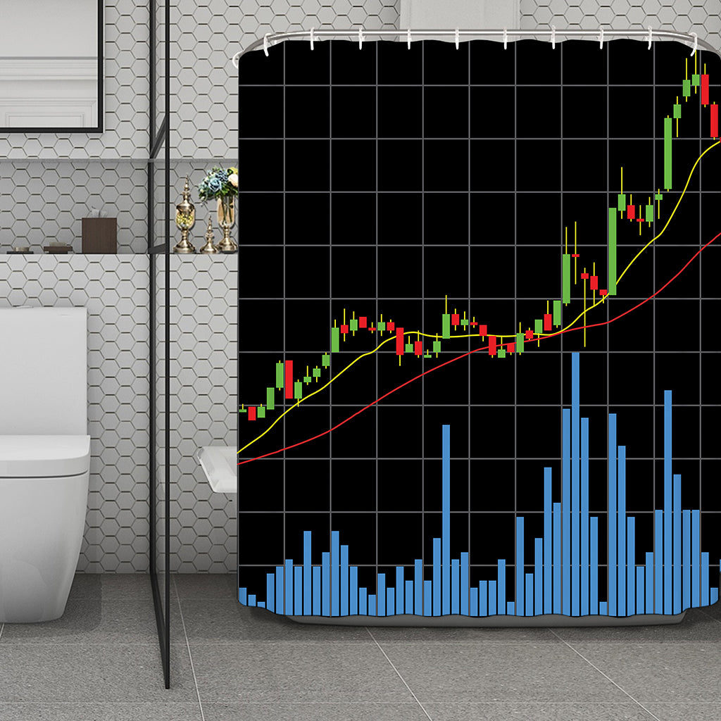 Candlestick Stock Graph Chart Print Polyester Shower Curtain