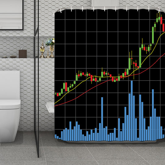 Candlestick Stock Graph Chart Print Polyester Shower Curtain