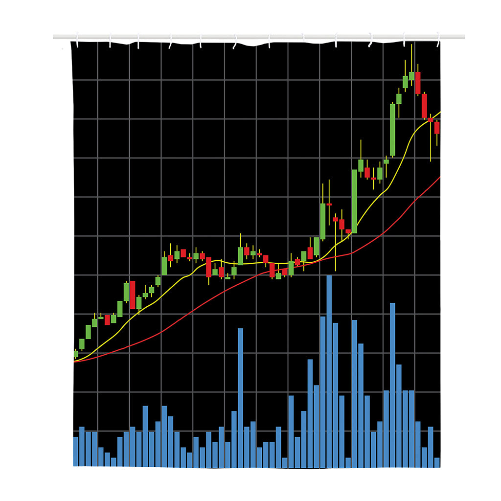Candlestick Stock Graph Chart Print Polyester Shower Curtain