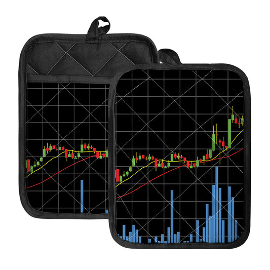 Candlestick Stock Graph Chart Print Pot Holders With Pocket