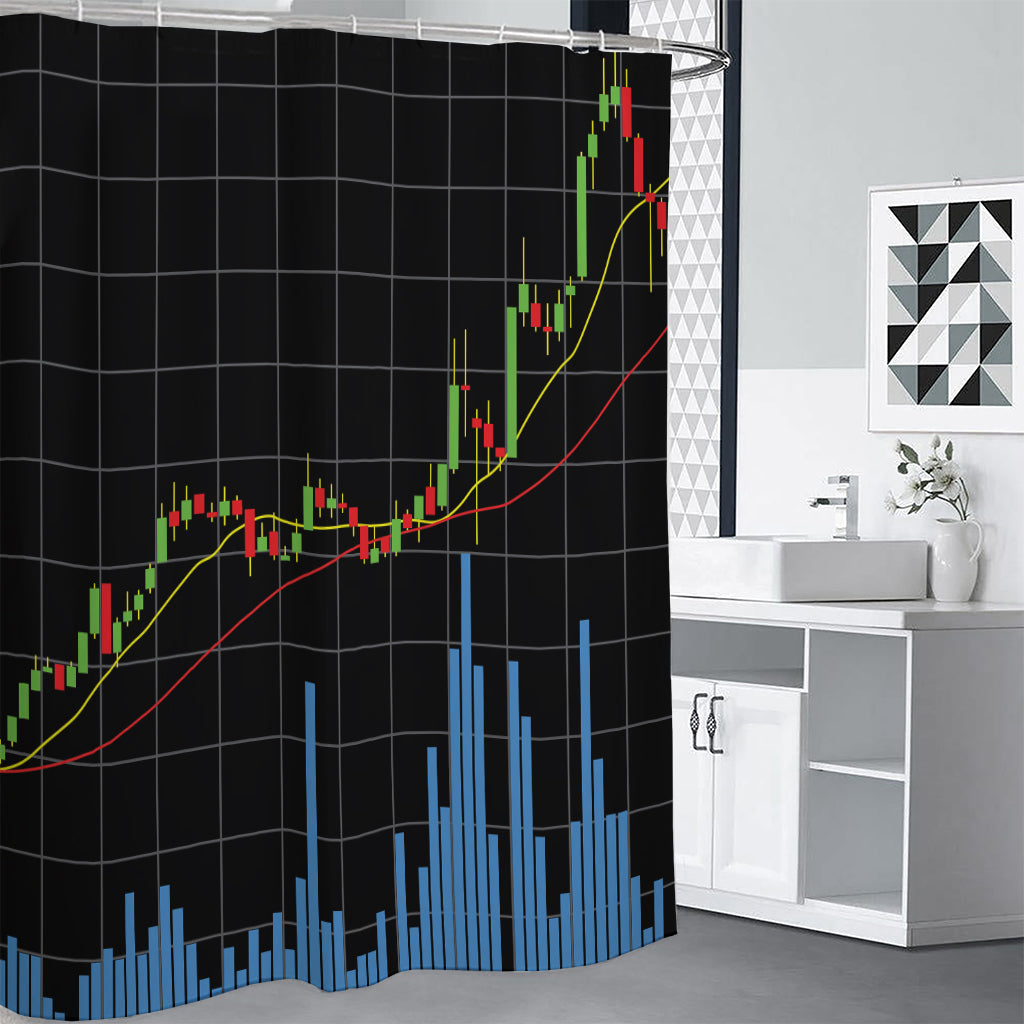 Candlestick Stock Graph Chart Print Premium Shower Curtain