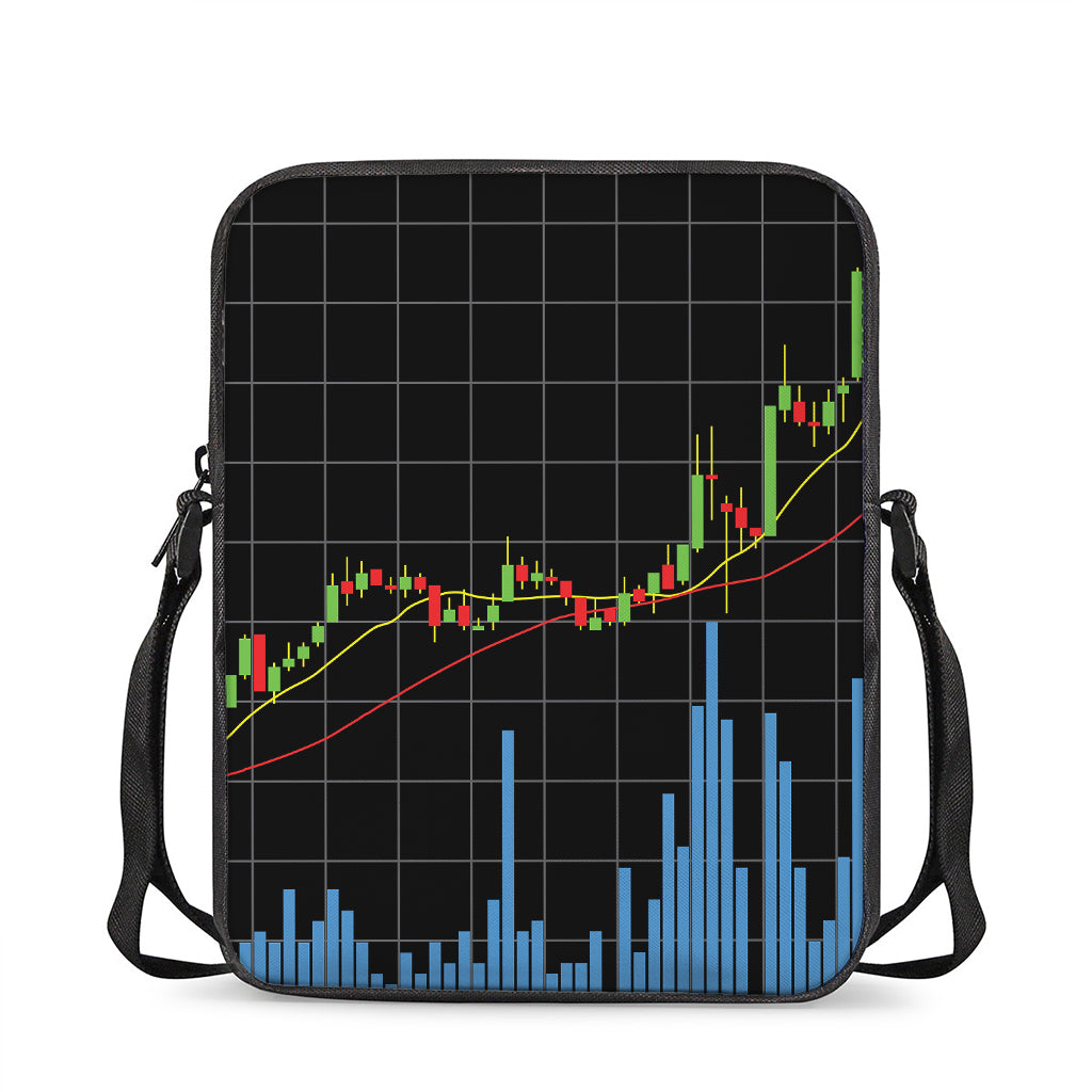 Candlestick Stock Graph Chart Print Rectangular Crossbody Bag
