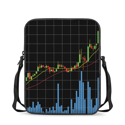 Candlestick Stock Graph Chart Print Rectangular Crossbody Bag