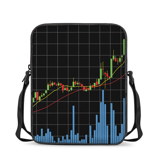 Candlestick Stock Graph Chart Print Rectangular Crossbody Bag