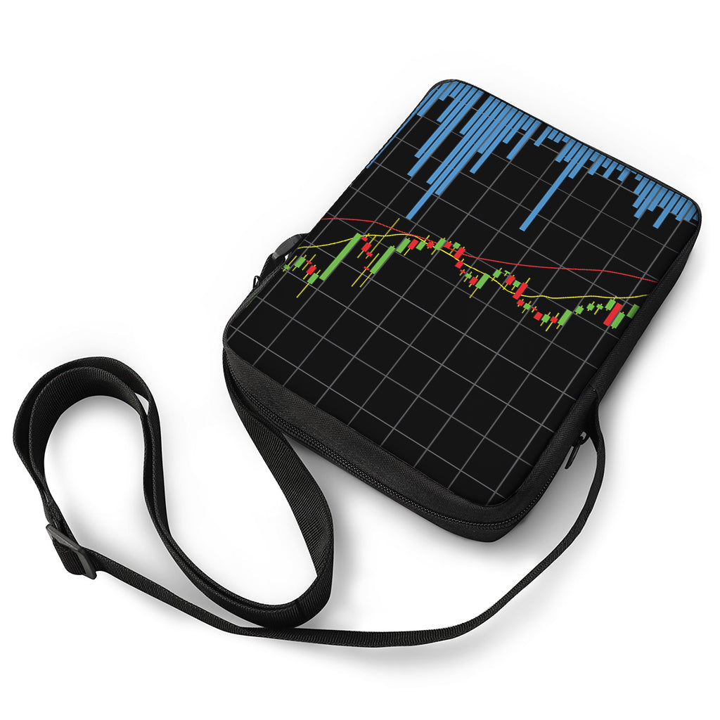 Candlestick Stock Graph Chart Print Rectangular Crossbody Bag