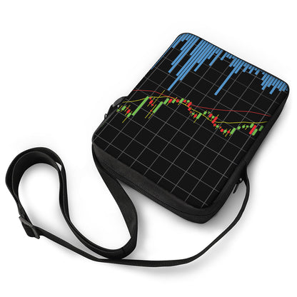 Candlestick Stock Graph Chart Print Rectangular Crossbody Bag