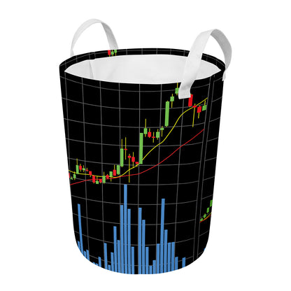 Candlestick Stock Graph Chart Print Round Laundry Basket