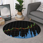 Candlestick Stock Graph Chart Print Round Rug