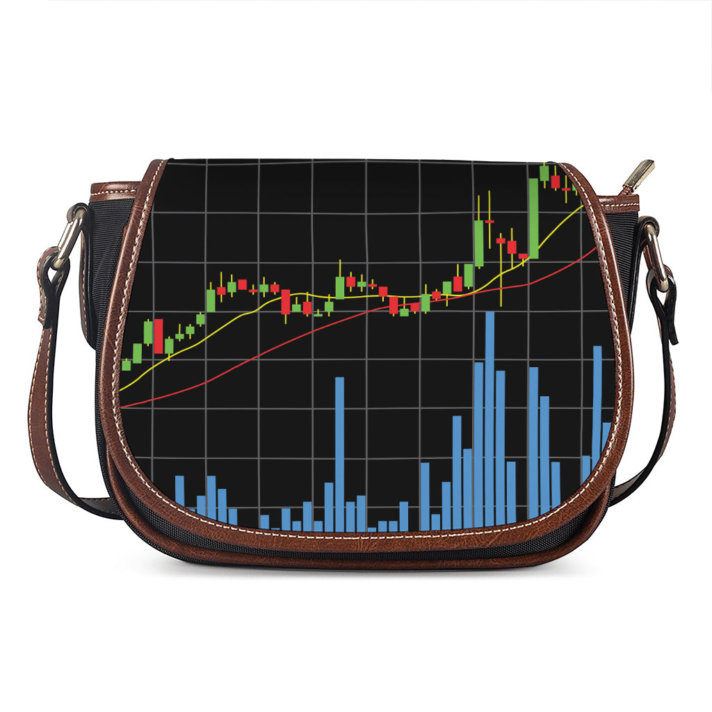 Candlestick Stock Graph Chart Print Saddle Bag
