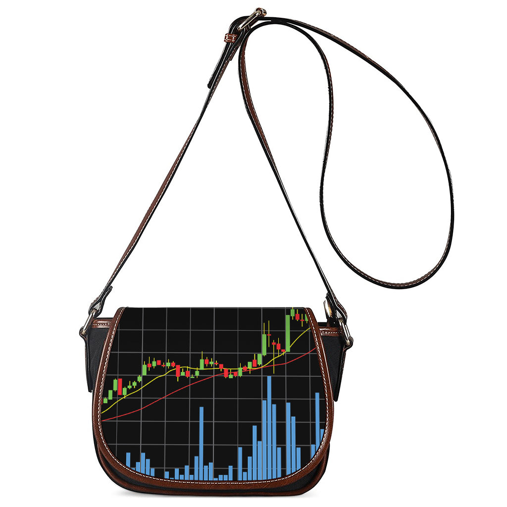 Candlestick Stock Graph Chart Print Saddle Bag