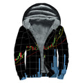 Candlestick Stock Graph Chart Print Sherpa Lined Zip Up Hoodie