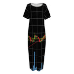 Candlestick Stock Graph Chart Print Short Sleeve Long Nightdress