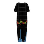 Candlestick Stock Graph Chart Print Short Sleeve Long Nightdress