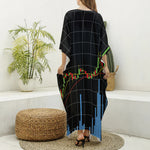 Candlestick Stock Graph Chart Print Silk V-Neck Kaftan Dress