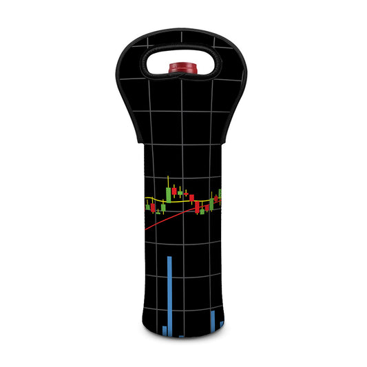 Candlestick Stock Graph Chart Print Single Neoprene Wine Tote