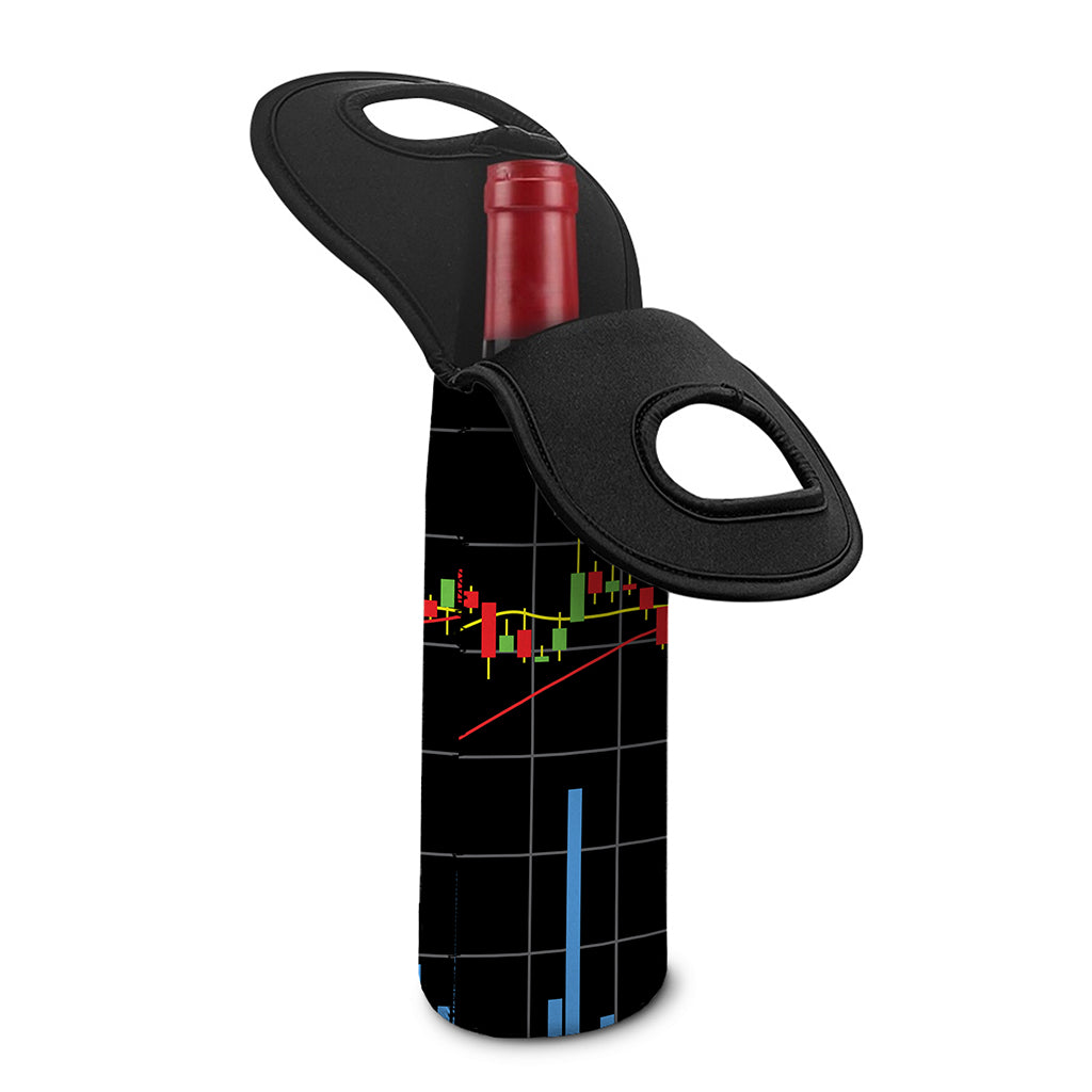 Candlestick Stock Graph Chart Print Single Neoprene Wine Tote