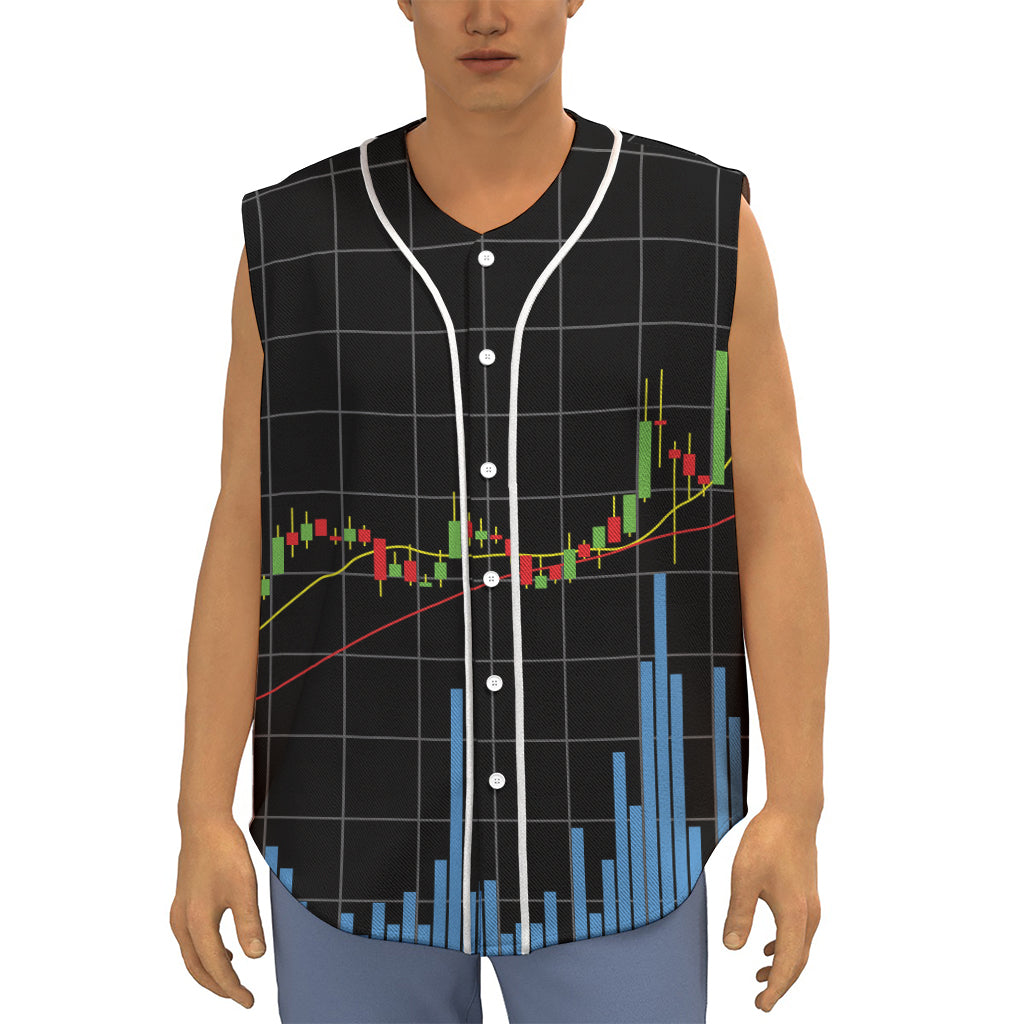 Candlestick Stock Graph Chart Print Sleeveless Baseball Jersey