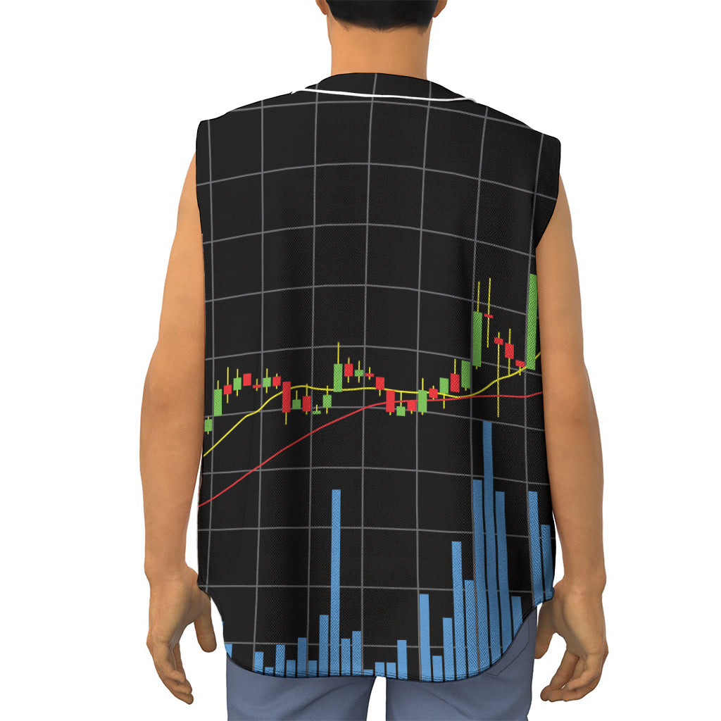 Candlestick Stock Graph Chart Print Sleeveless Baseball Jersey