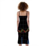 Candlestick Stock Graph Chart Print Slim Fit Midi Cami Dress