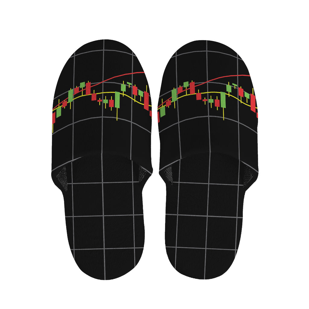 Candlestick Stock Graph Chart Print Slippers