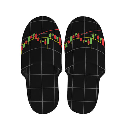 Candlestick Stock Graph Chart Print Slippers