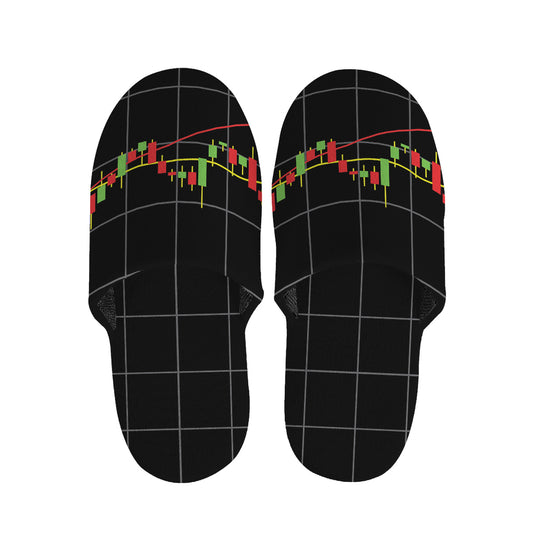 Candlestick Stock Graph Chart Print Slippers