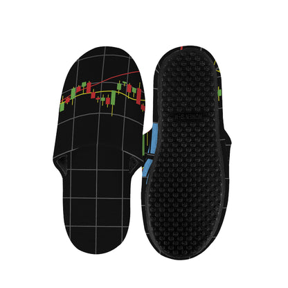 Candlestick Stock Graph Chart Print Slippers