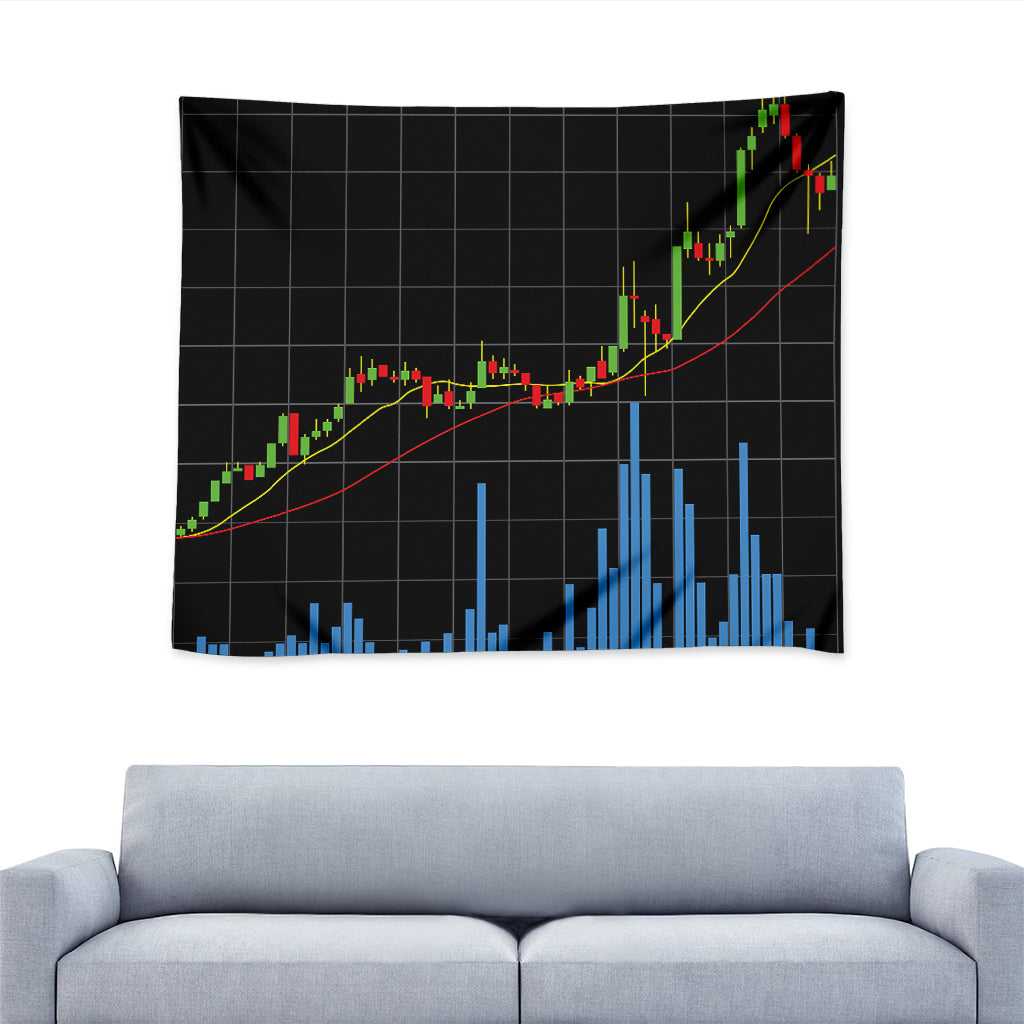 Candlestick Stock Graph Chart Print Tapestry