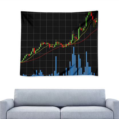 Candlestick Stock Graph Chart Print Tapestry