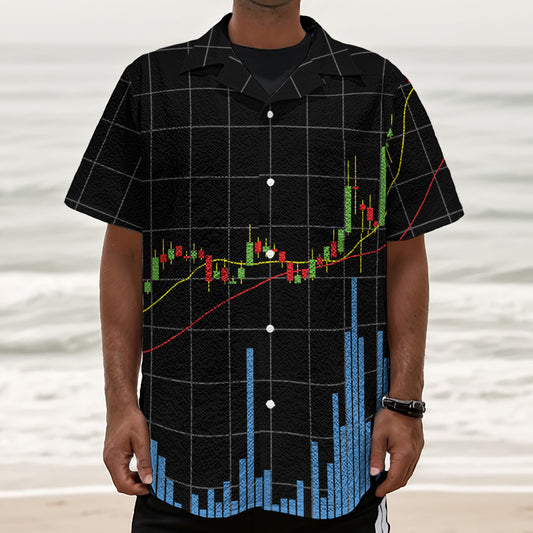 Candlestick Stock Graph Chart Print Textured Short Sleeve Shirt