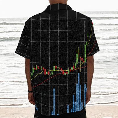 Candlestick Stock Graph Chart Print Textured Short Sleeve Shirt