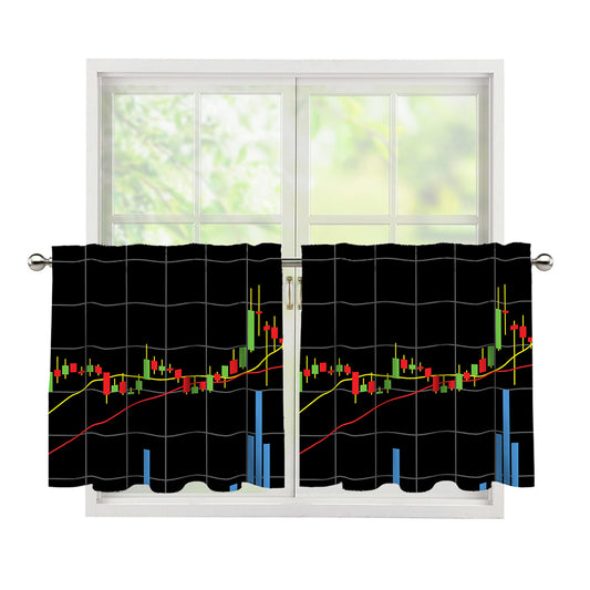 Candlestick Stock Graph Chart Print Tier Curtains