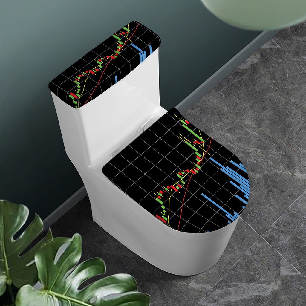 Candlestick Stock Graph Chart Print Toilet Lid And Tank Cover Set