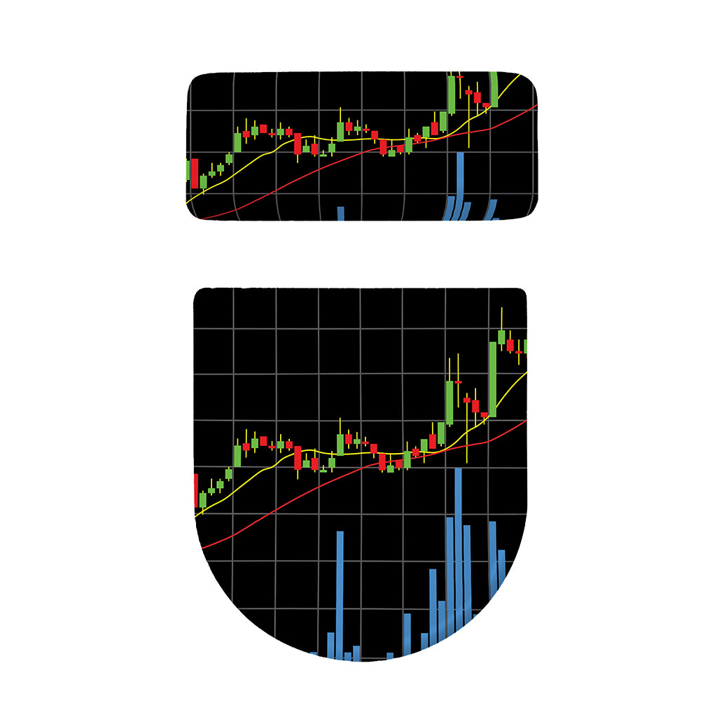 Candlestick Stock Graph Chart Print Toilet Lid And Tank Cover Set