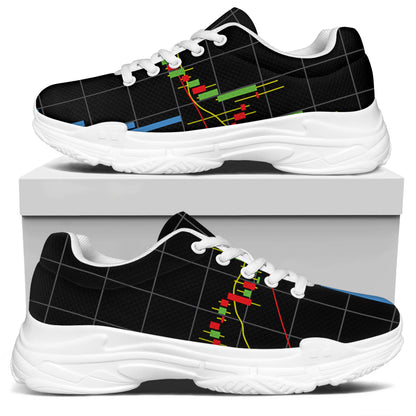 Candlestick Stock Graph Chart Print White Chunky Shoes