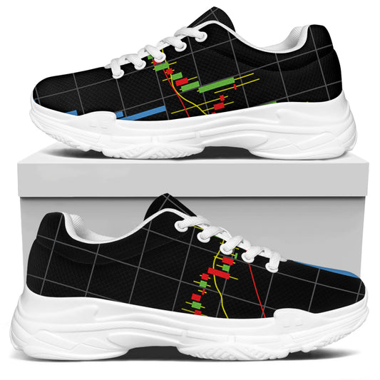 Candlestick Stock Graph Chart Print White Chunky Shoes
