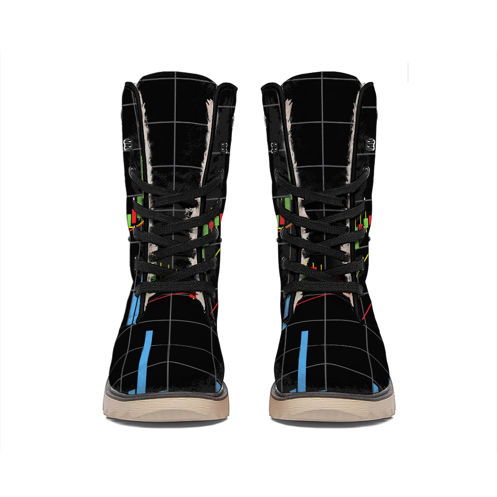 Candlestick Stock Graph Chart Print Winter Boots